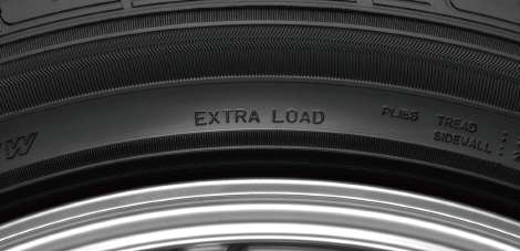 サイドウォールに記載されたXL（EXTRA LOAD エキストラロード）マーク