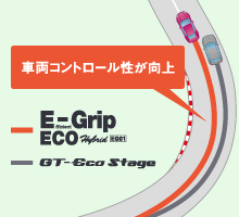 従来品（GT-ECO Stage）とクールクッションプロファイルを採用したEfficientGrip ECO EG01のコーナリング走行イメージ