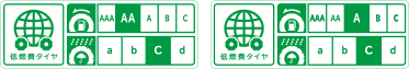 低燃費タイヤ 転がり抵抗性能AA ウエットグリップ性能c/低燃費タイヤ 転がり抵抗性能A ウエットグリップ性能c